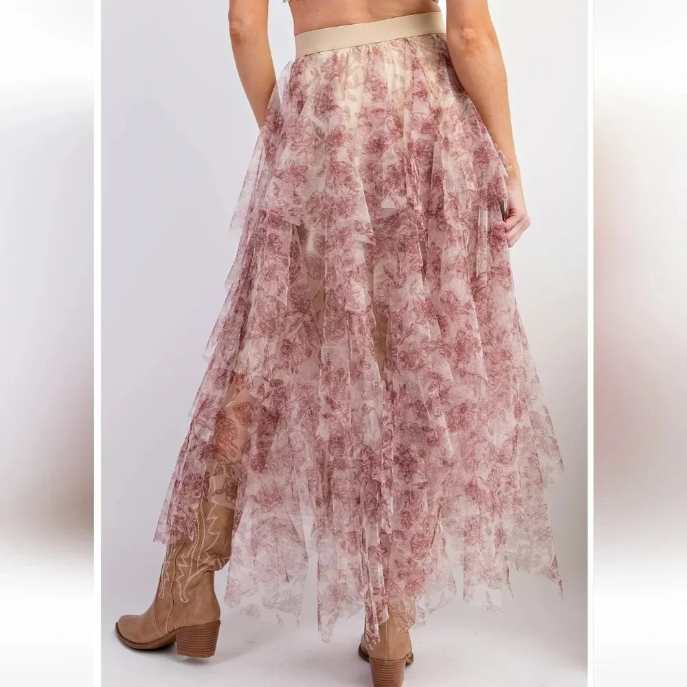 New Easel Floral Mesh Ballerina Skirt - Picture 5 of 6